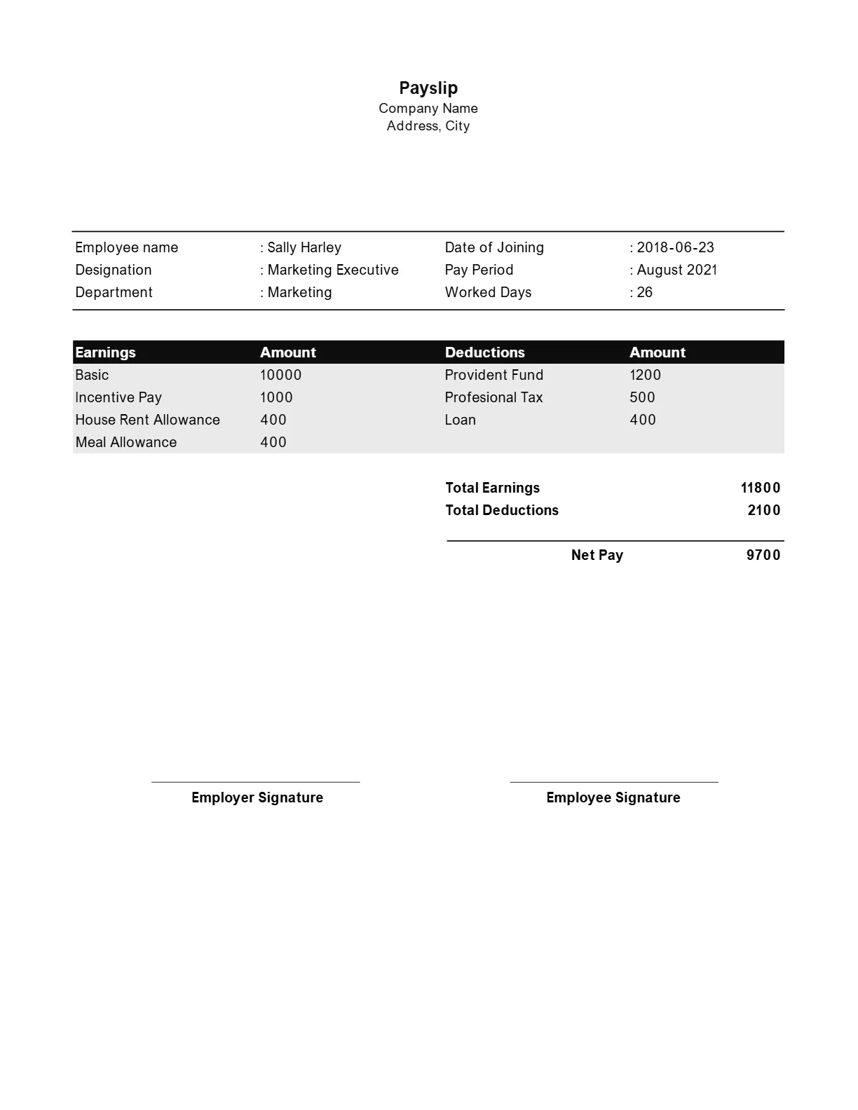 Salary Slip Format