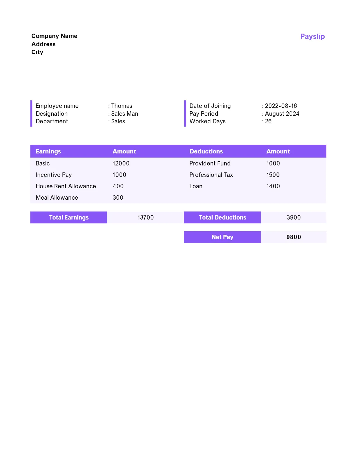 Salary Slip Format