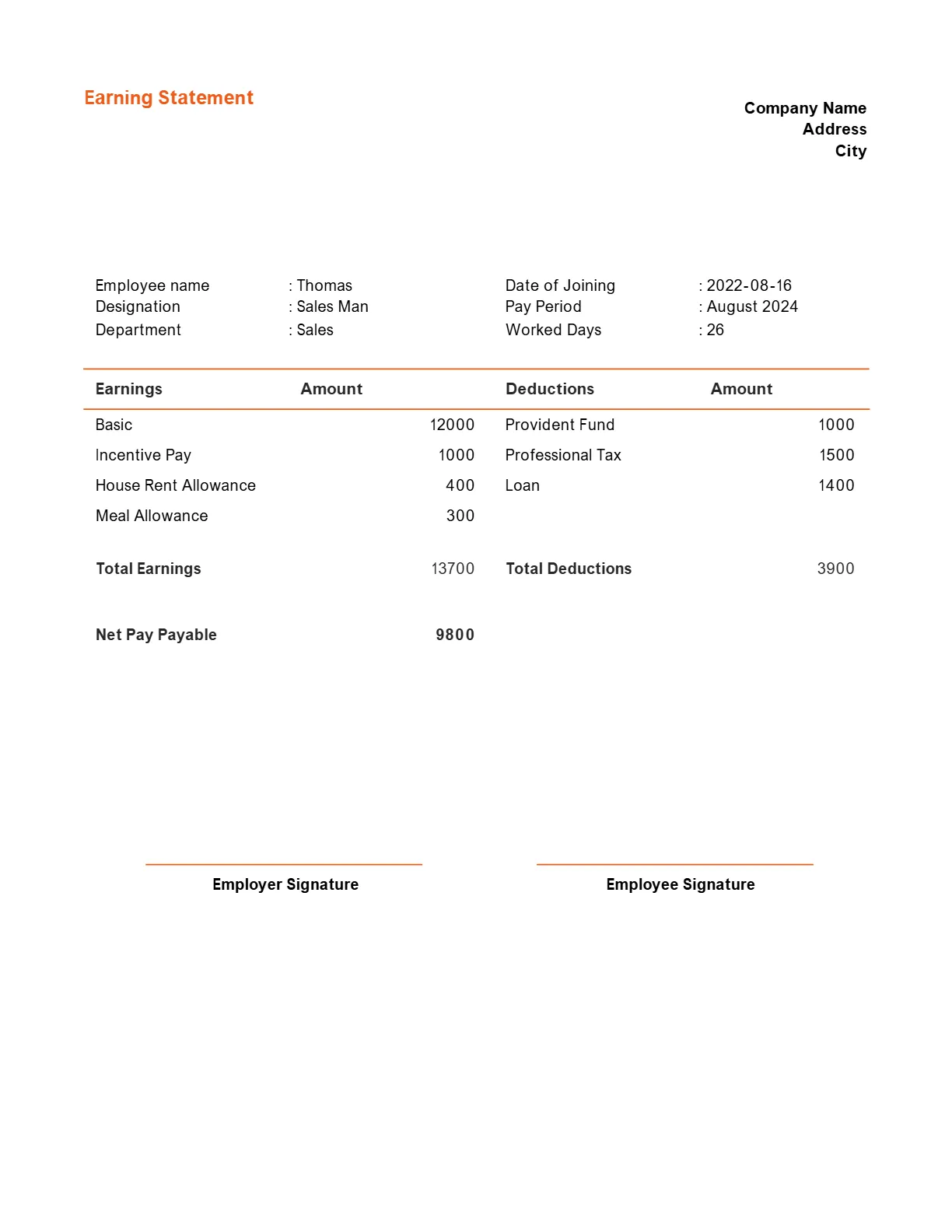 Salary Slip Format