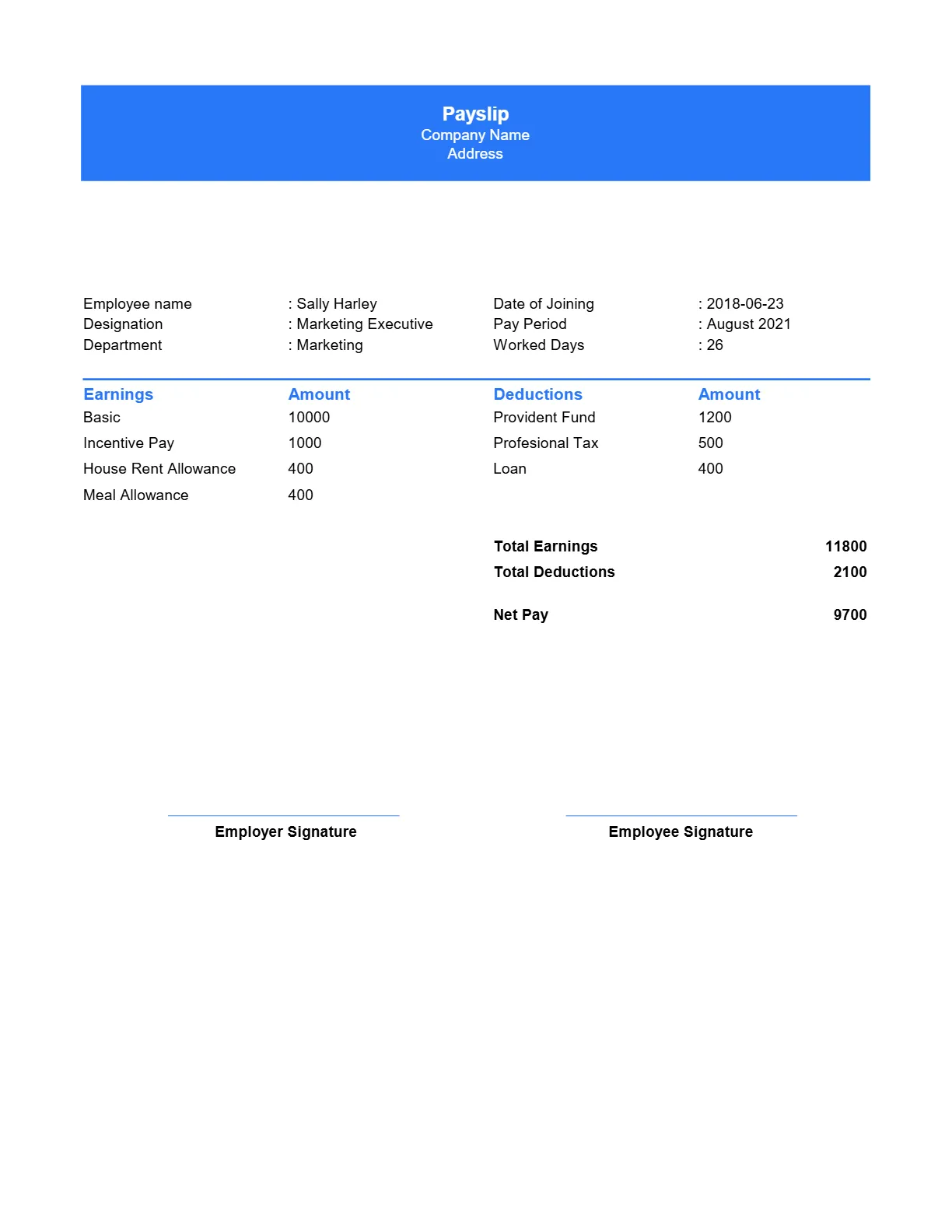 Salary Slip Format